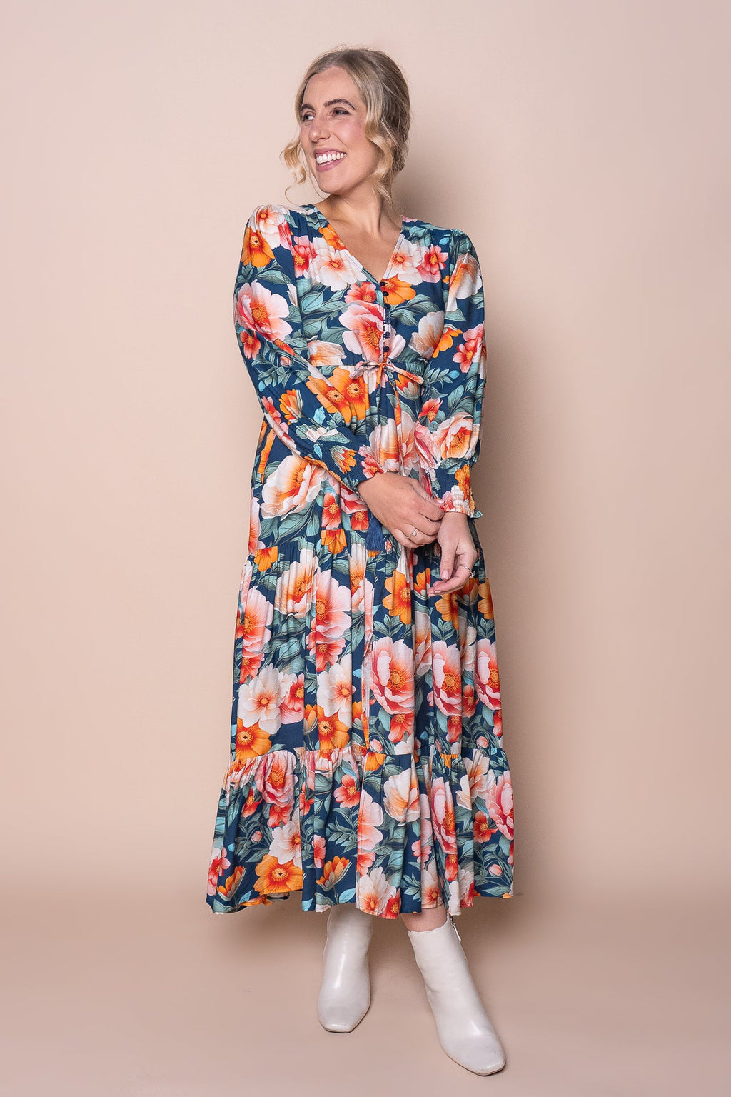 Audrina Maxi Dress in Teal
