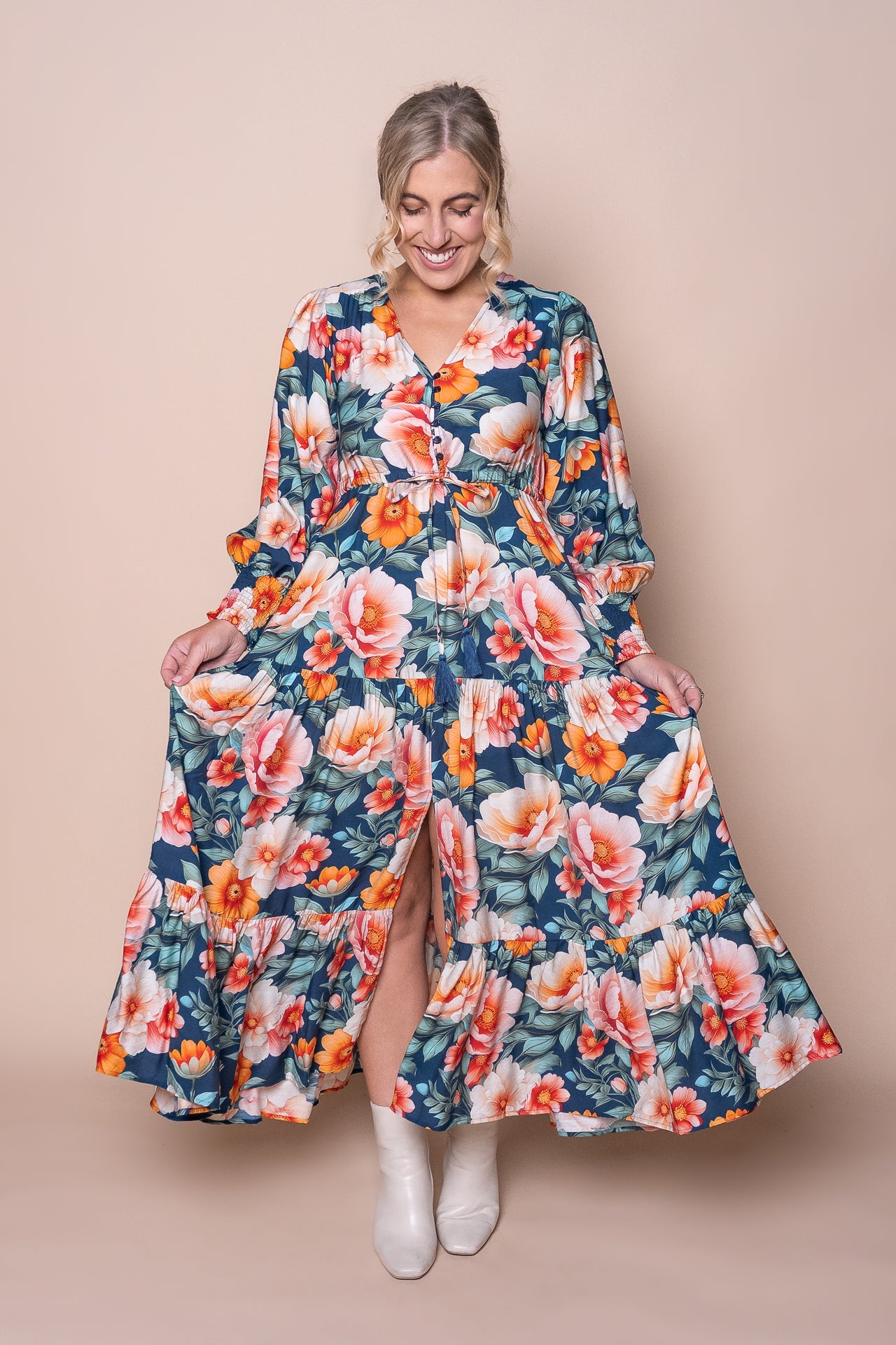 Audrina Maxi Dress in Teal