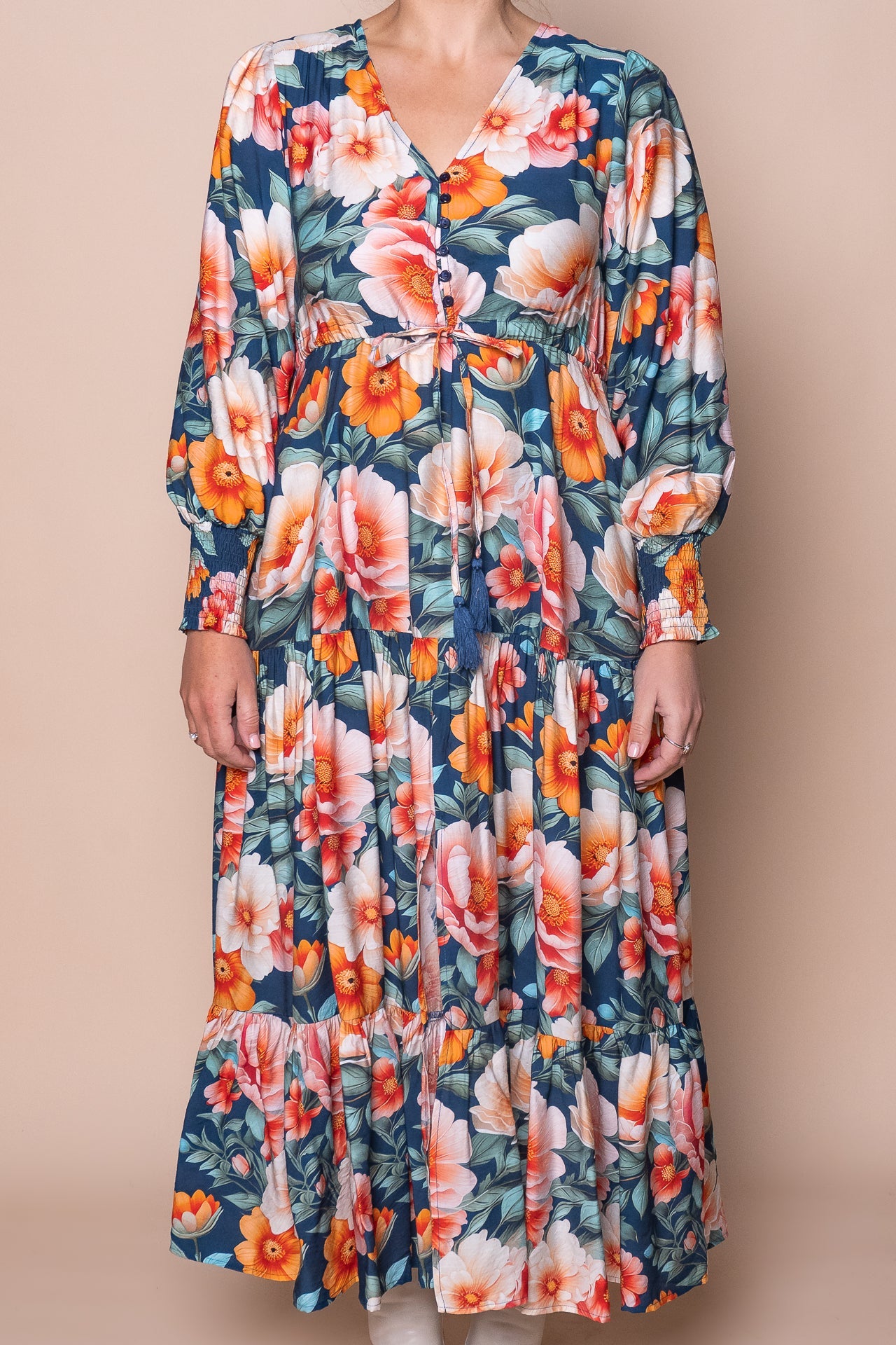 Audrina Maxi Dress in Teal