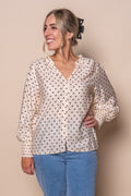 Nessa Spotted Top in Coffee Cream