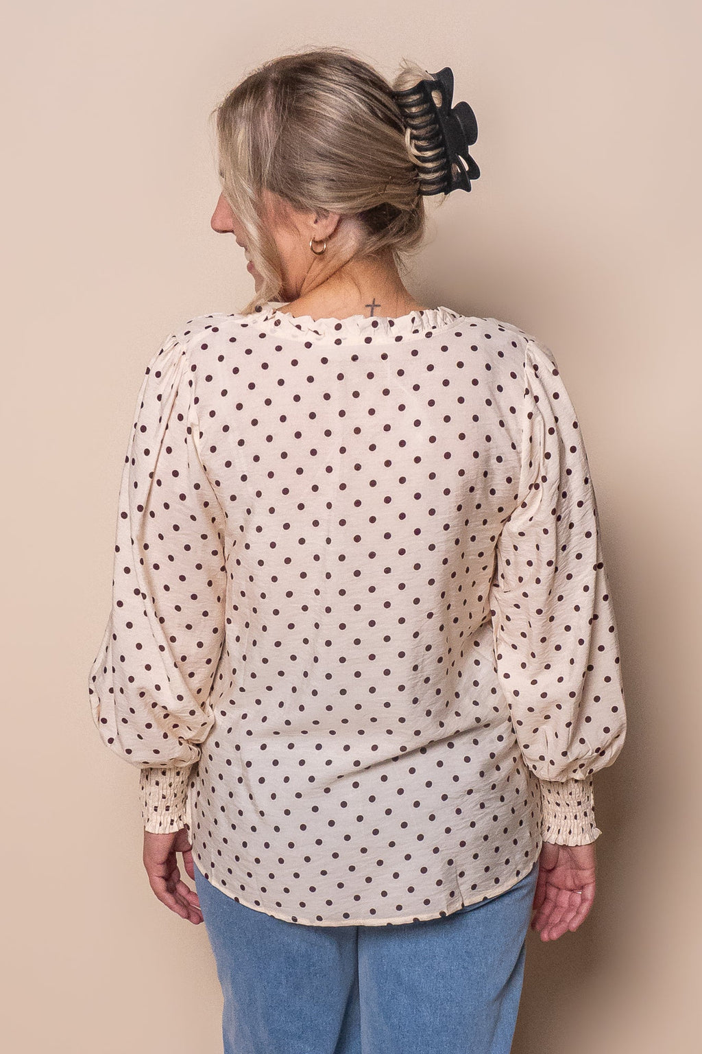 Nessa Spotted Top in Coffee Cream