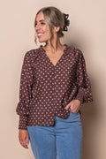 Nessa Spotted Top in Chocolate