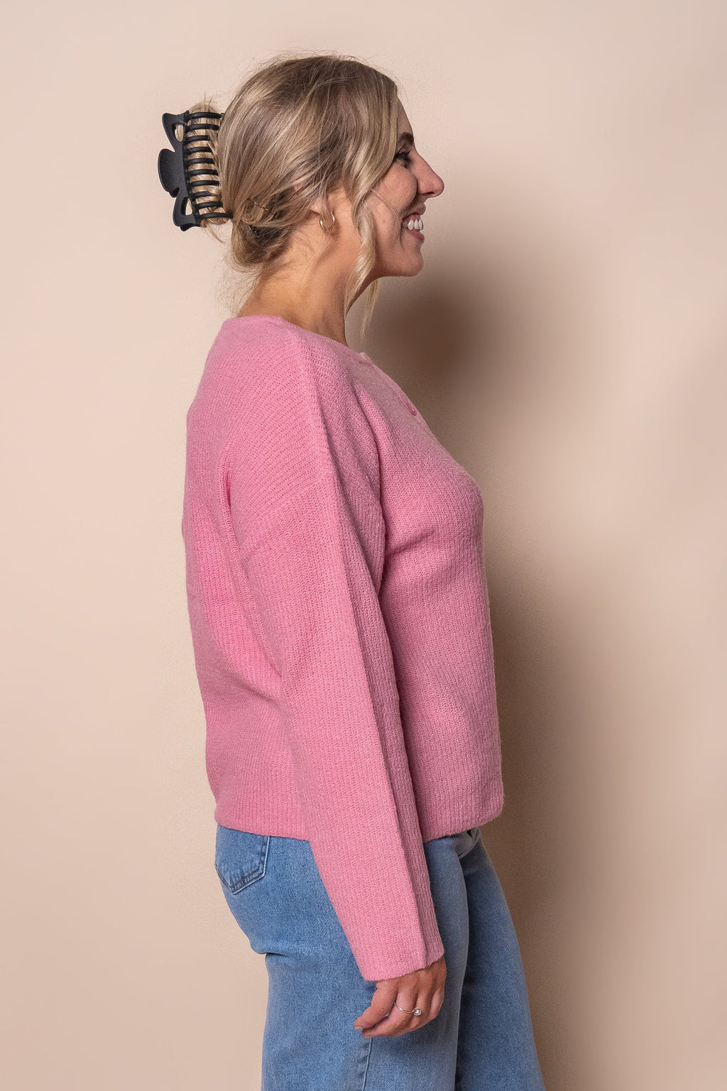 Murphy Knit Cardi in Sea Pink - Foxwood