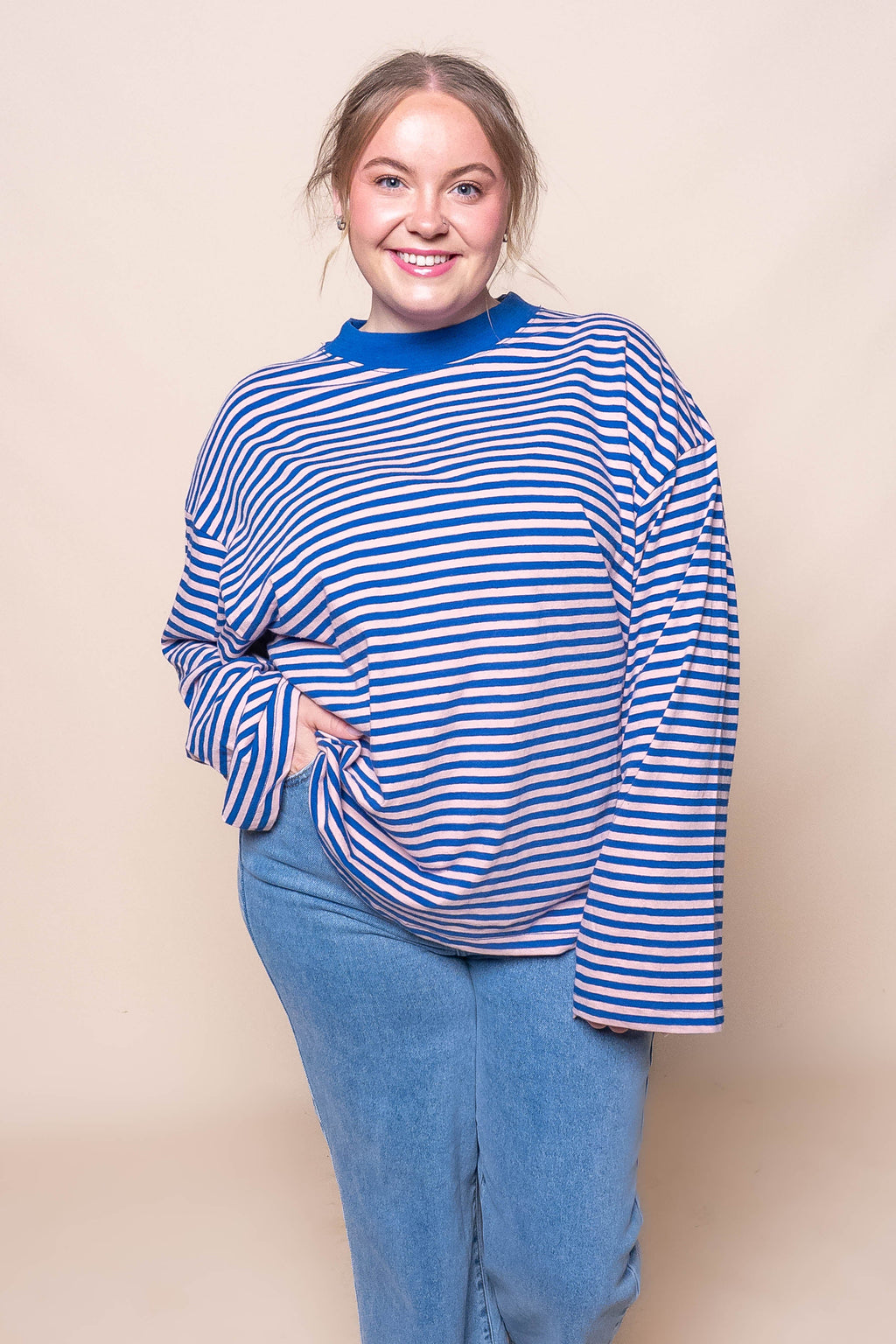Paloma L/S Stripe Tee in Blue - All About Eve
