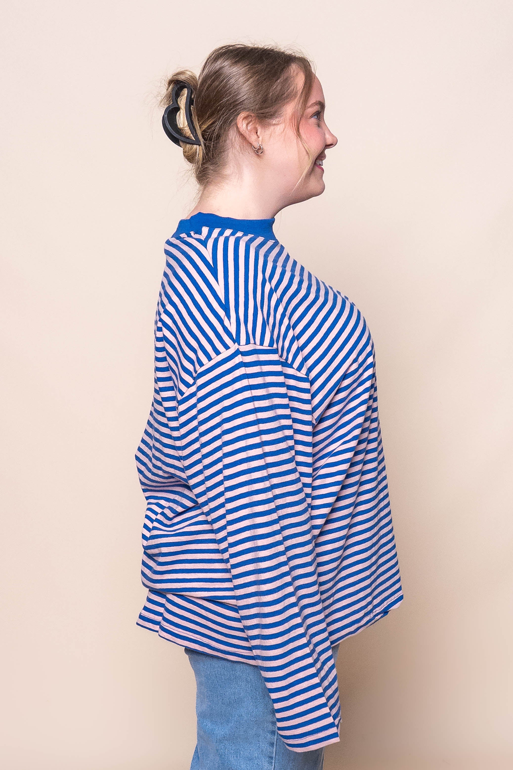 Paloma L/S Stripe Tee in Blue - All About Eve