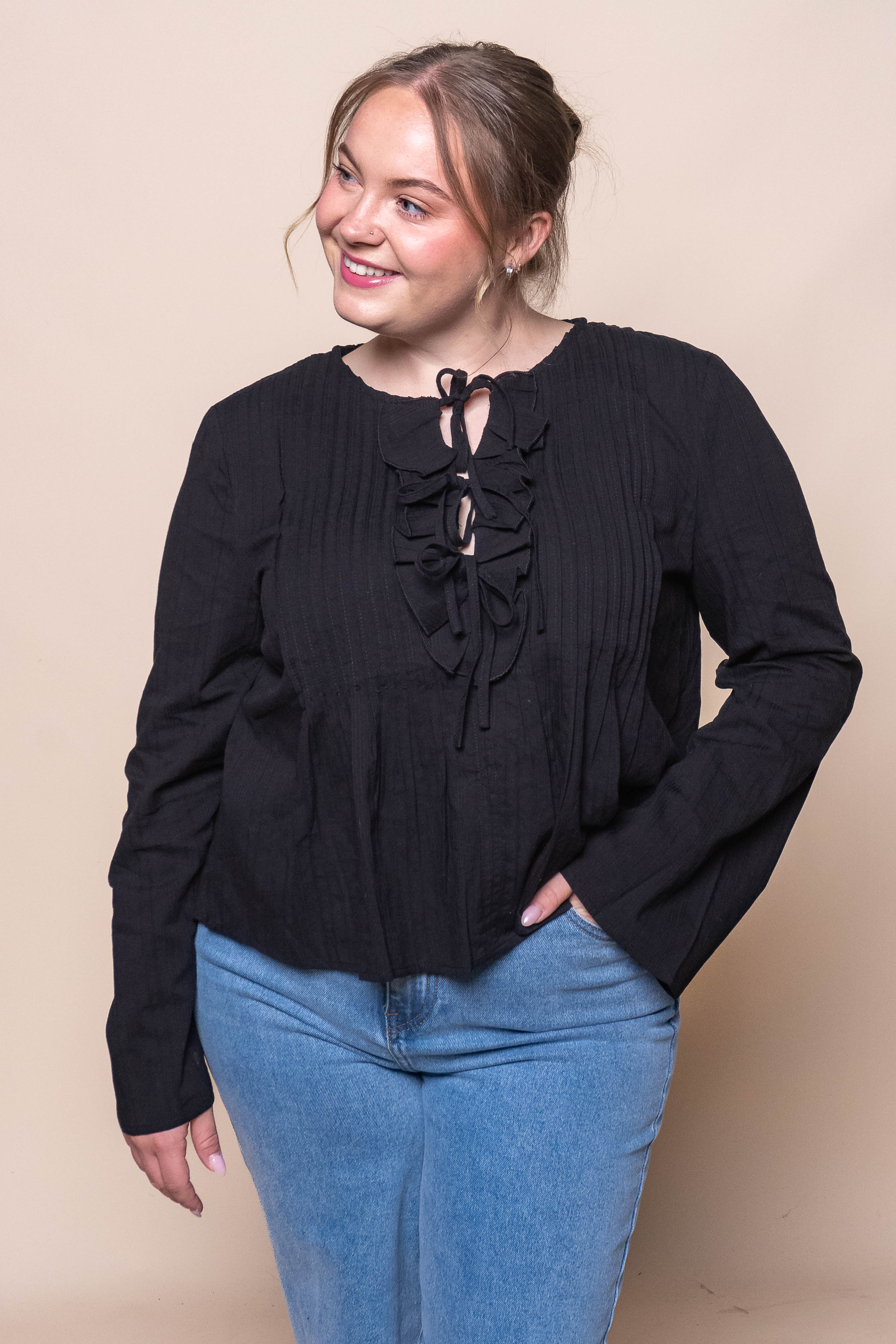 Nyxie Ruffle Top in Black - All About Eve