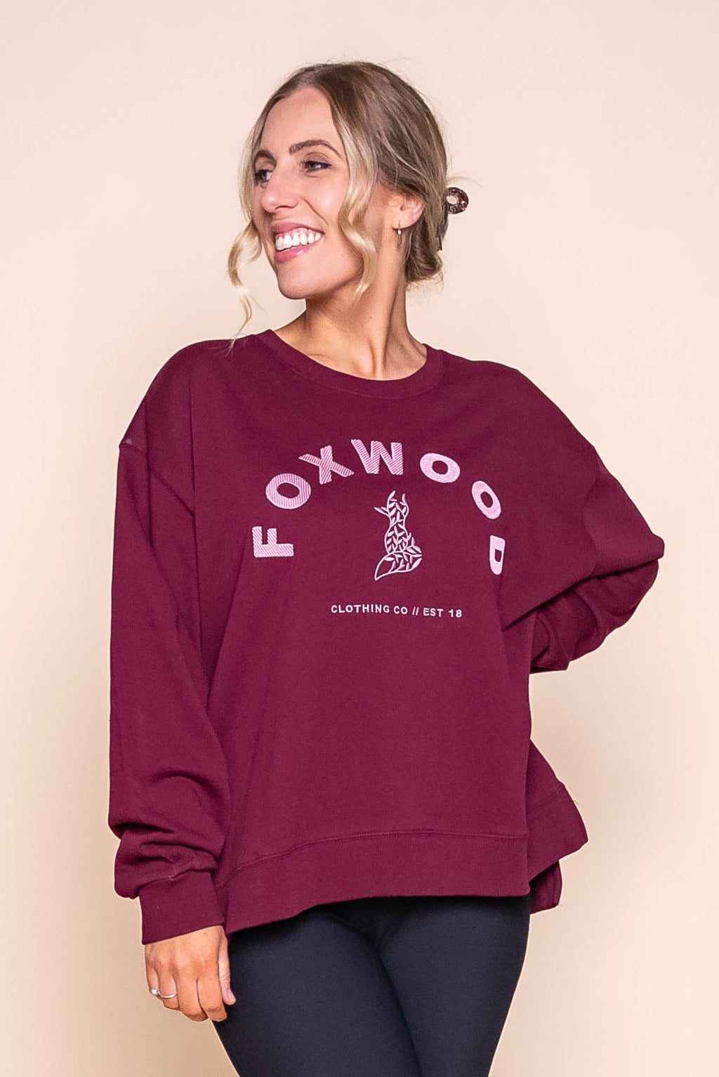 Effortless Contrast Crew in Windsor Wine - Foxwood