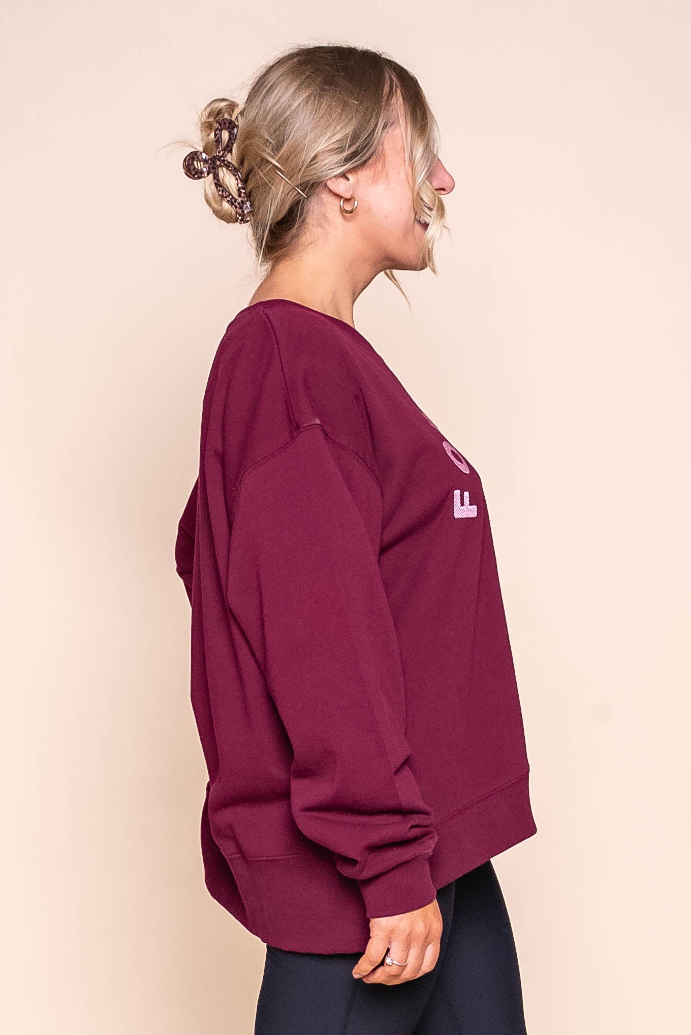 Effortless Contrast Crew in Windsor Wine - Foxwood