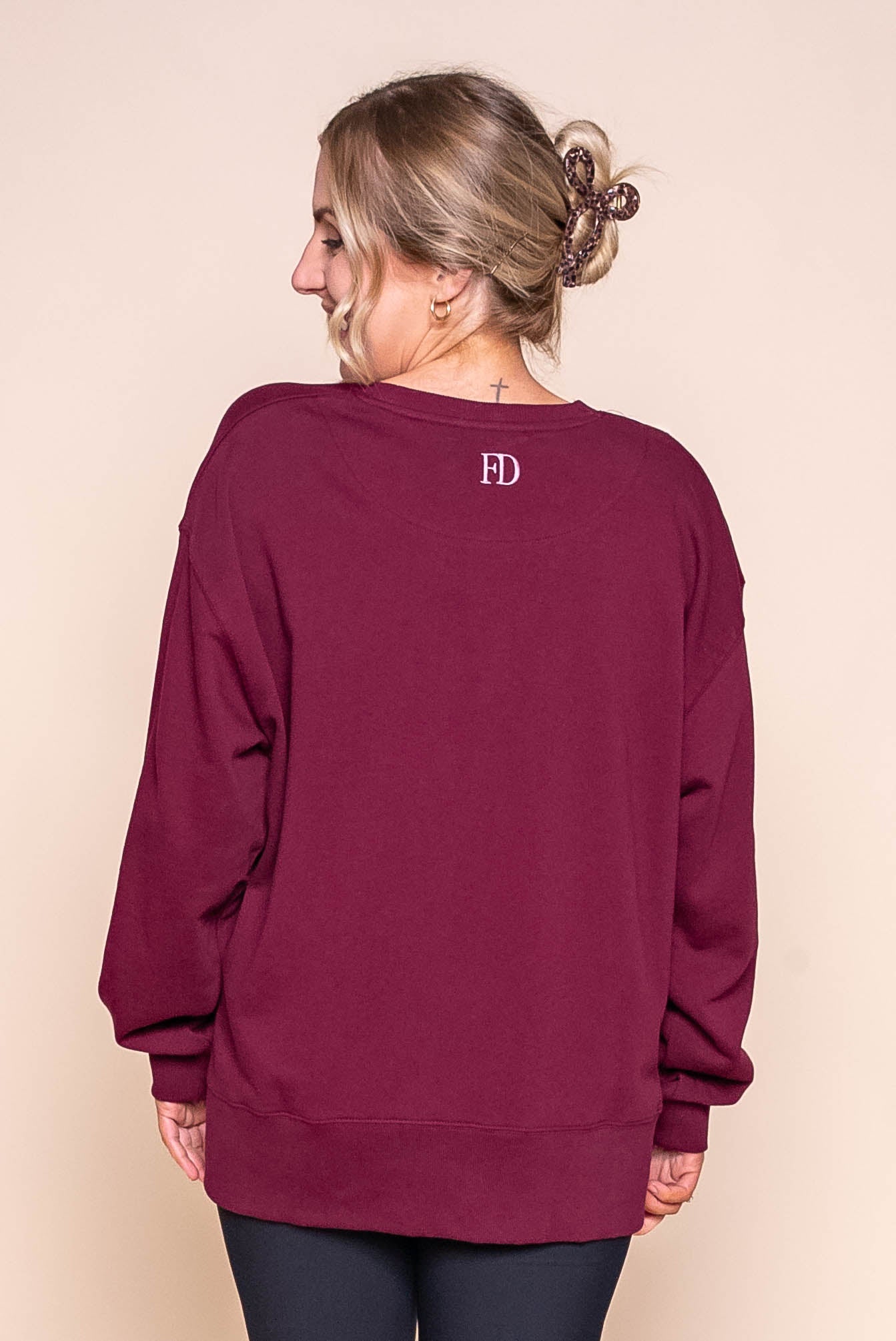 Effortless Contrast Crew in Windsor Wine - Foxwood
