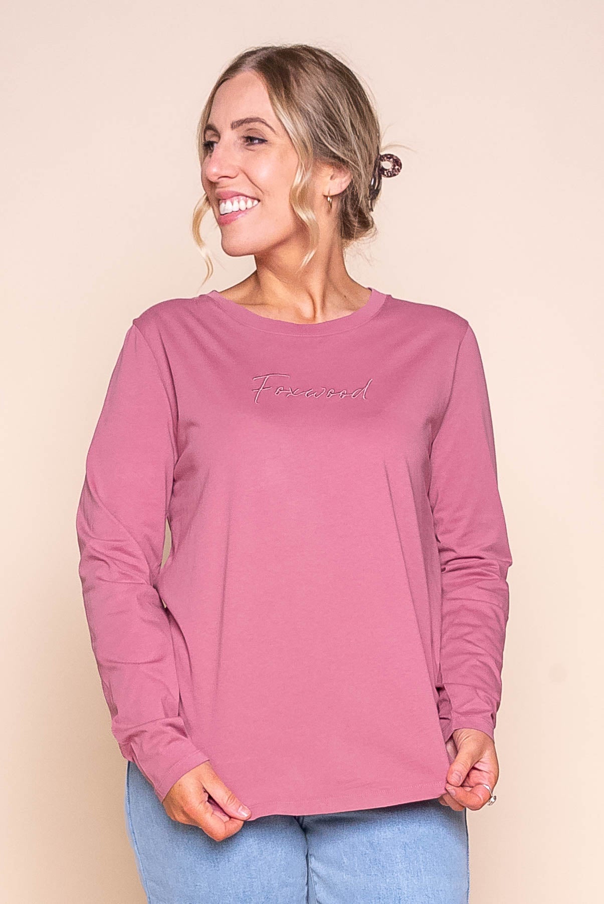 Signature L/S Tee in Dusty Rose - Foxwood