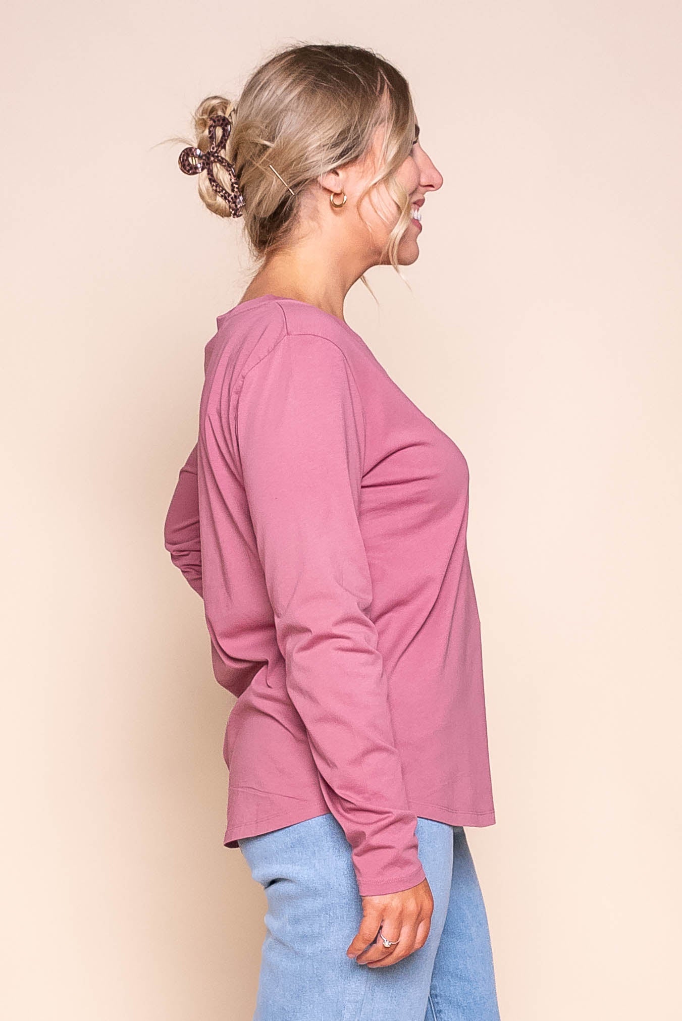 Signature L/S Tee in Dusty Rose - Foxwood