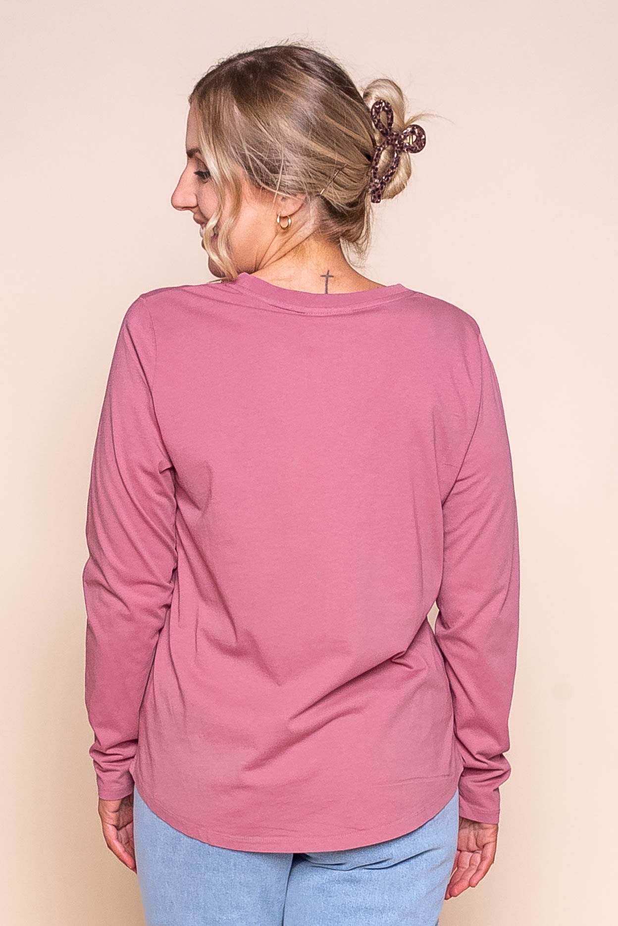 Signature L/S Tee in Dusty Rose - Foxwood
