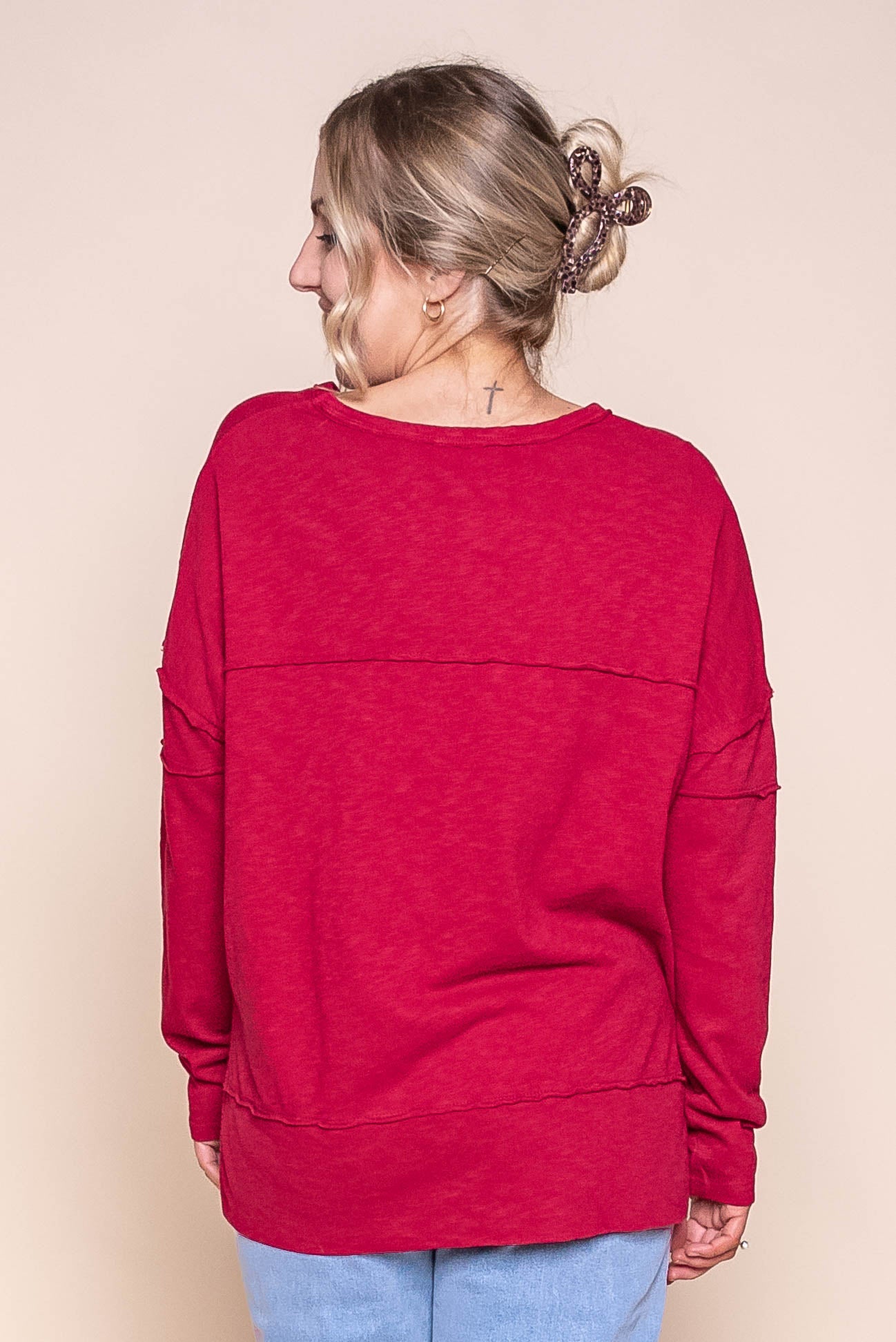 Jayne Throw On Top in Rhubarb Red - Foxwood