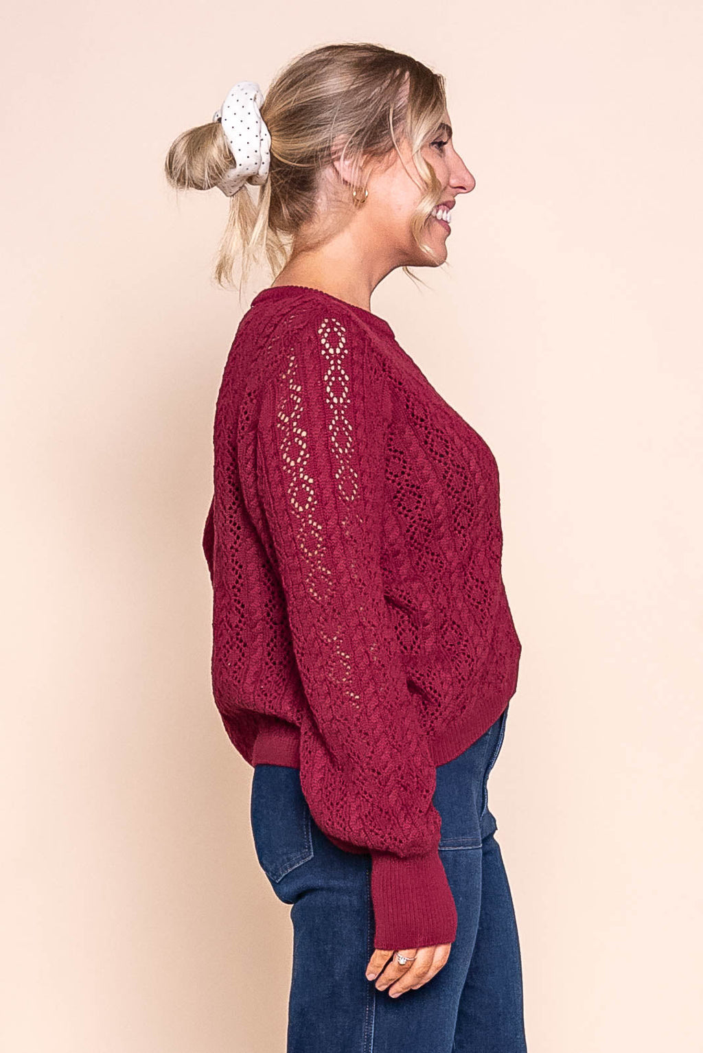 Sammy Cocoon Cotton Knit Jumper in Wine