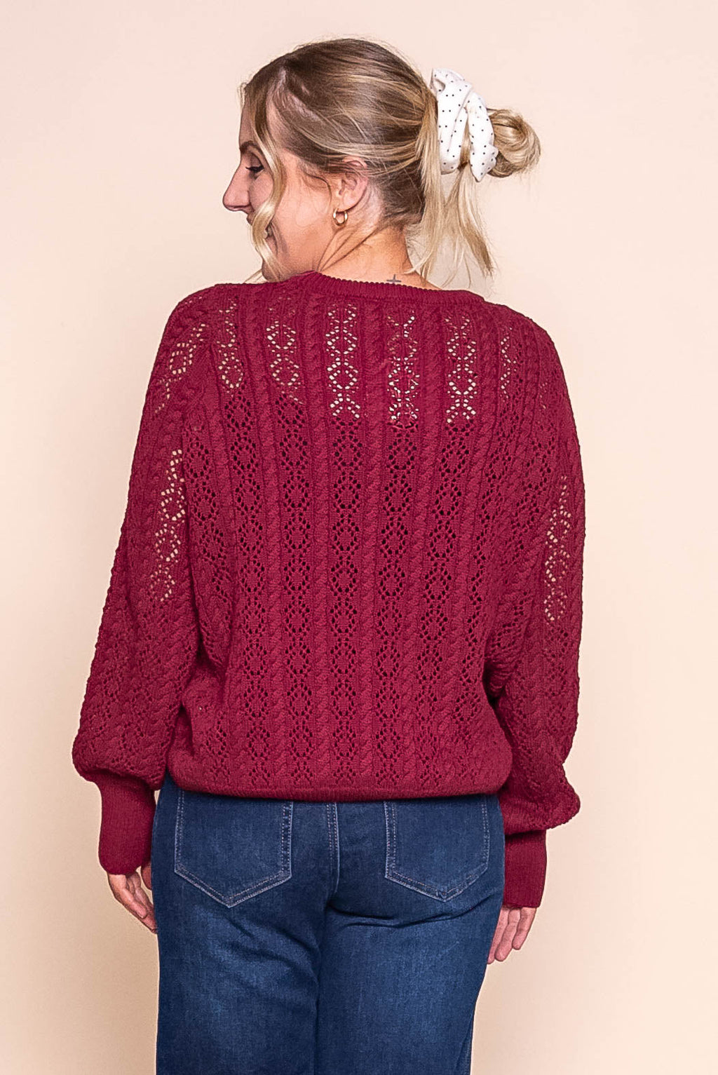 Sammy Cocoon Cotton Knit Jumper in Wine
