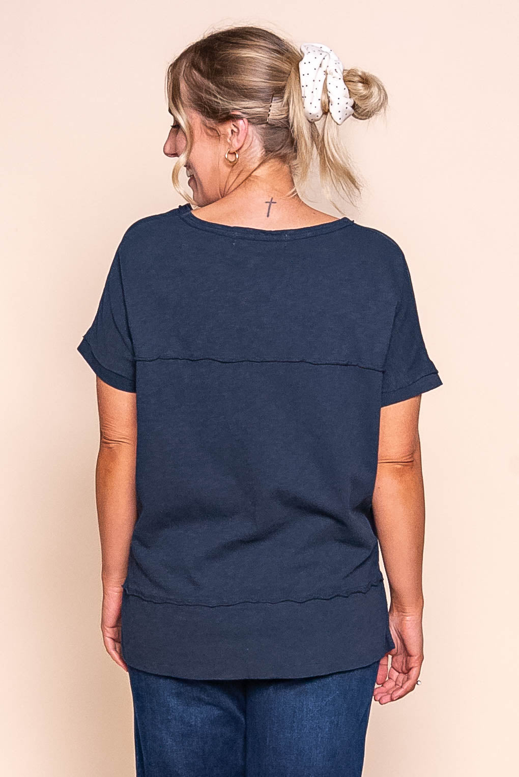 Throw on S/S Tee in Navy - Foxwood