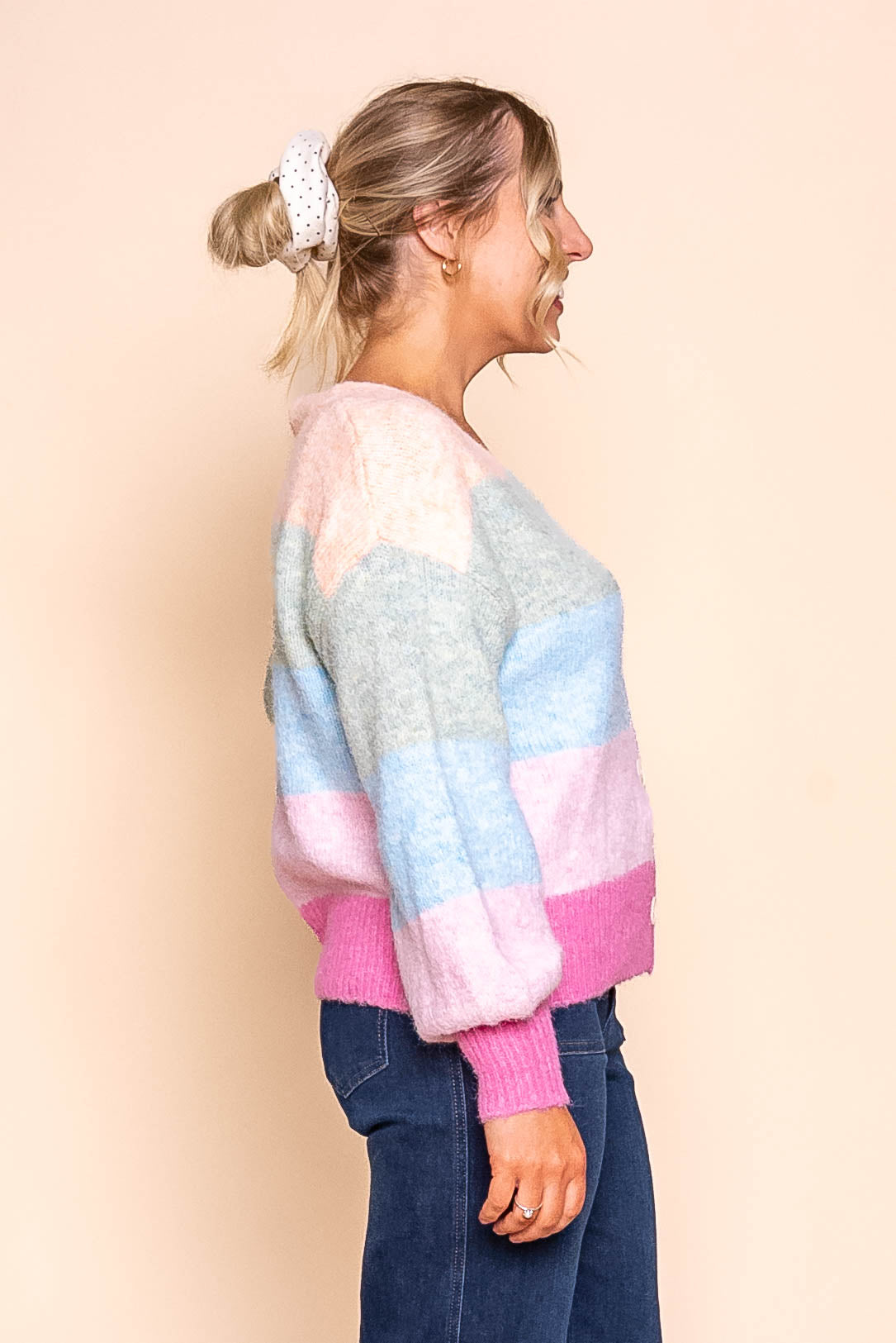 Tellulah Knit Cardi in Mango Multi Stripe
