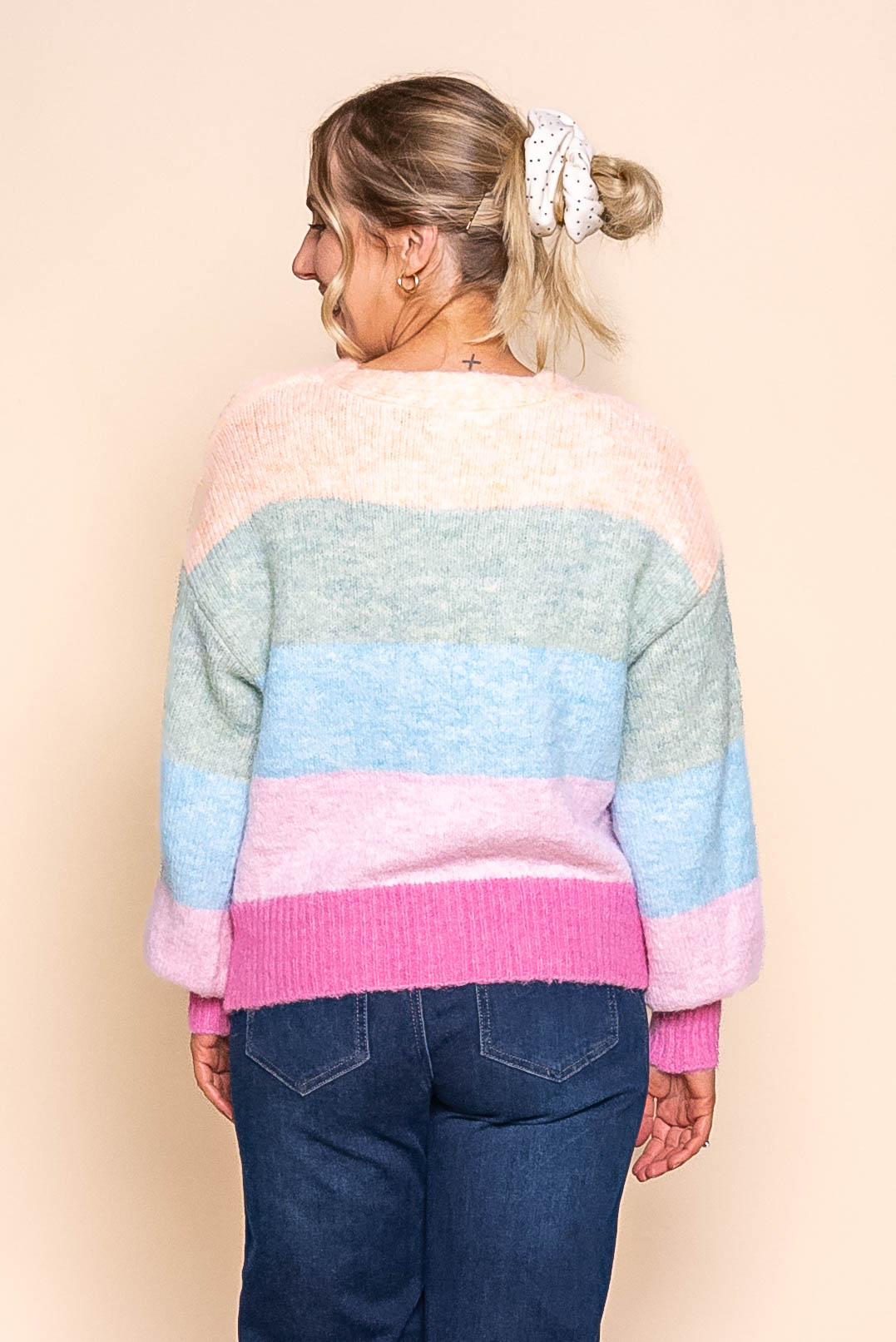 Tellulah Knit Cardi in Mango Multi Stripe