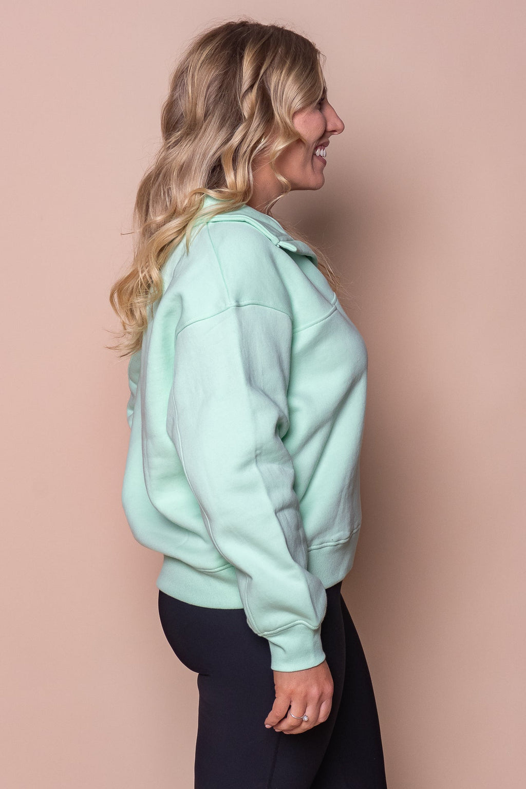 College Zip Crew in Mint - Foxwood