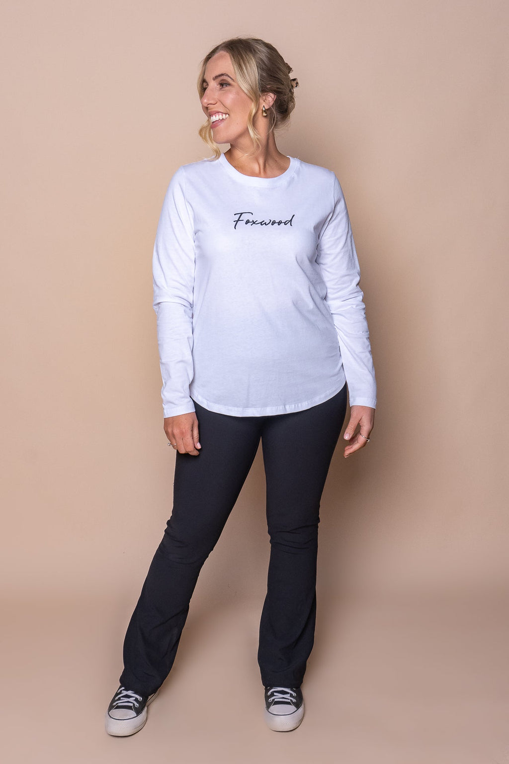 Signature L/S Tee in White - Foxwood