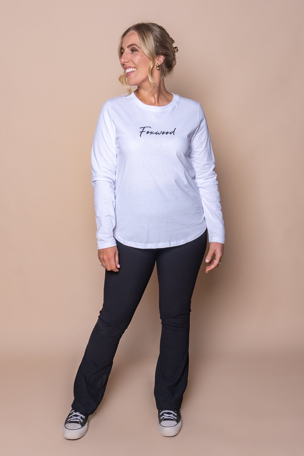 Signature L/S Tee in White - Foxwood