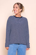 Hutch L/S Tee in Navy/White Stripe - Foxwood