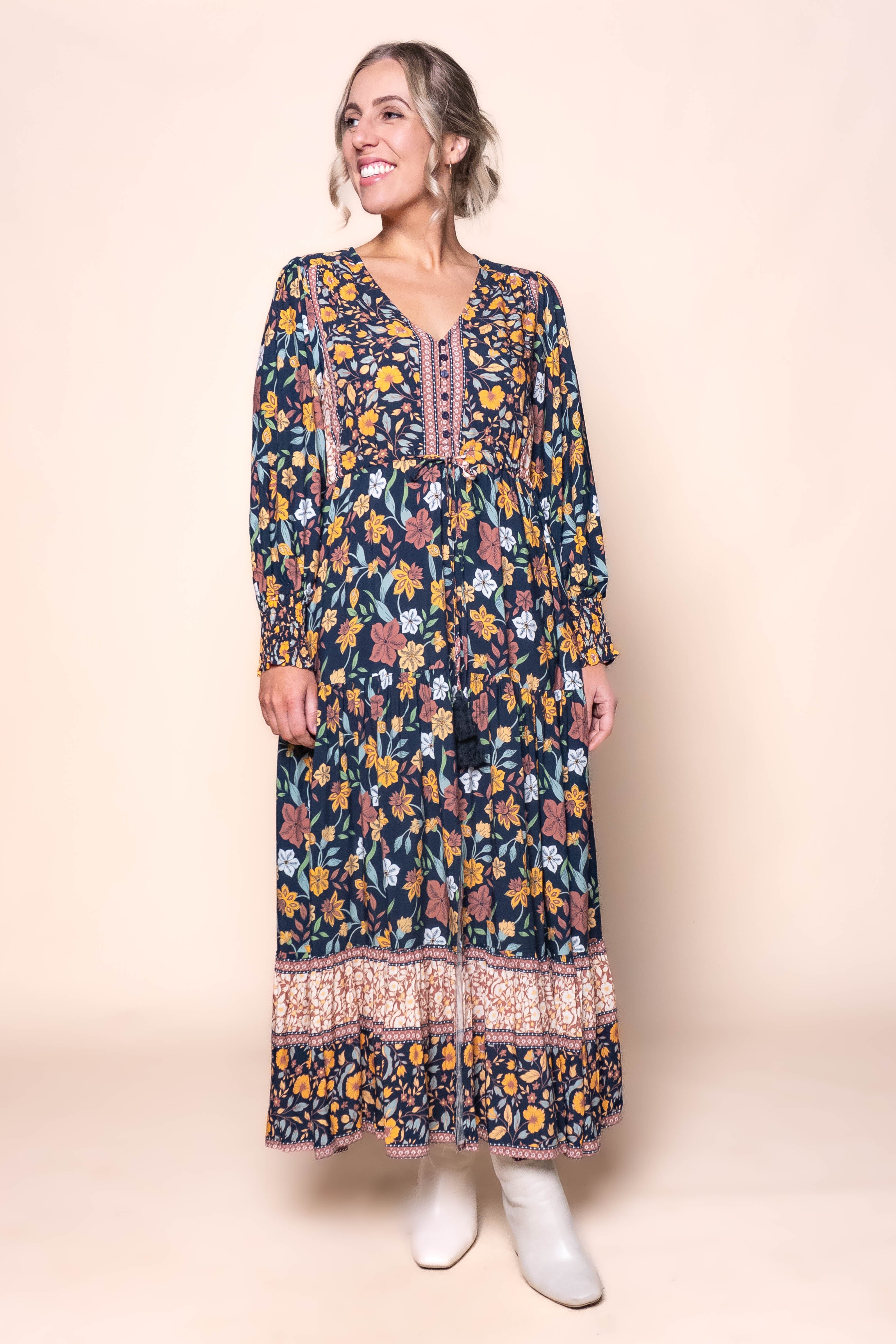 Adelina Maxi Dress in Deep Navy