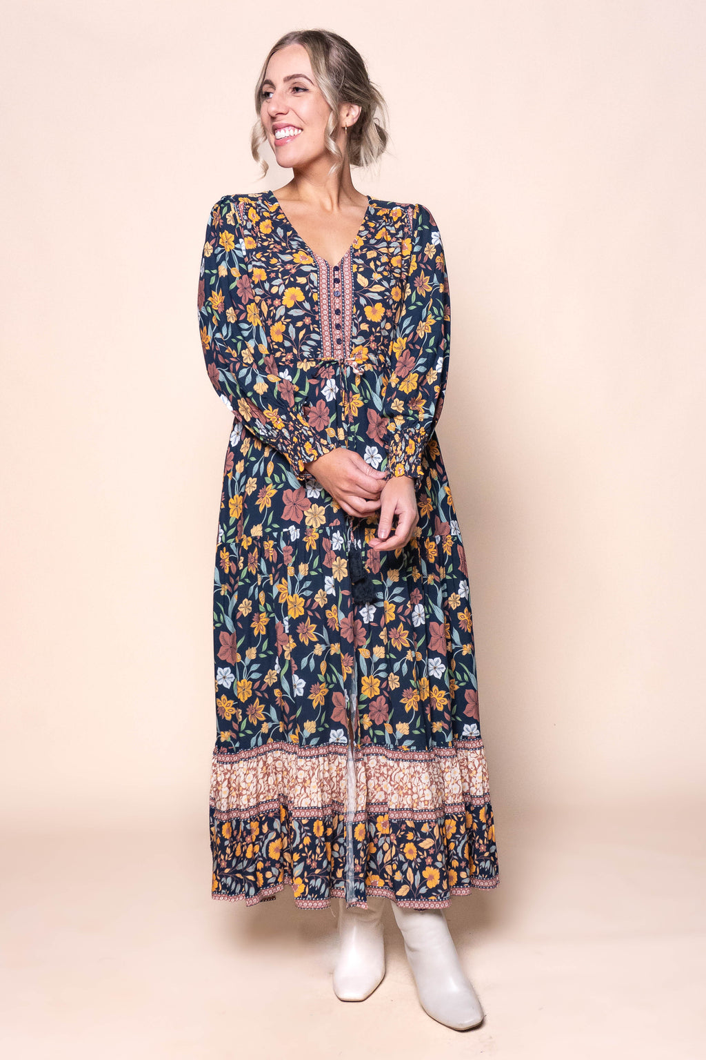 Adelina Maxi Dress in Deep Navy