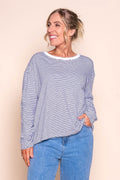 Hutch L/S Tee in White/Black Stripe - Foxwood