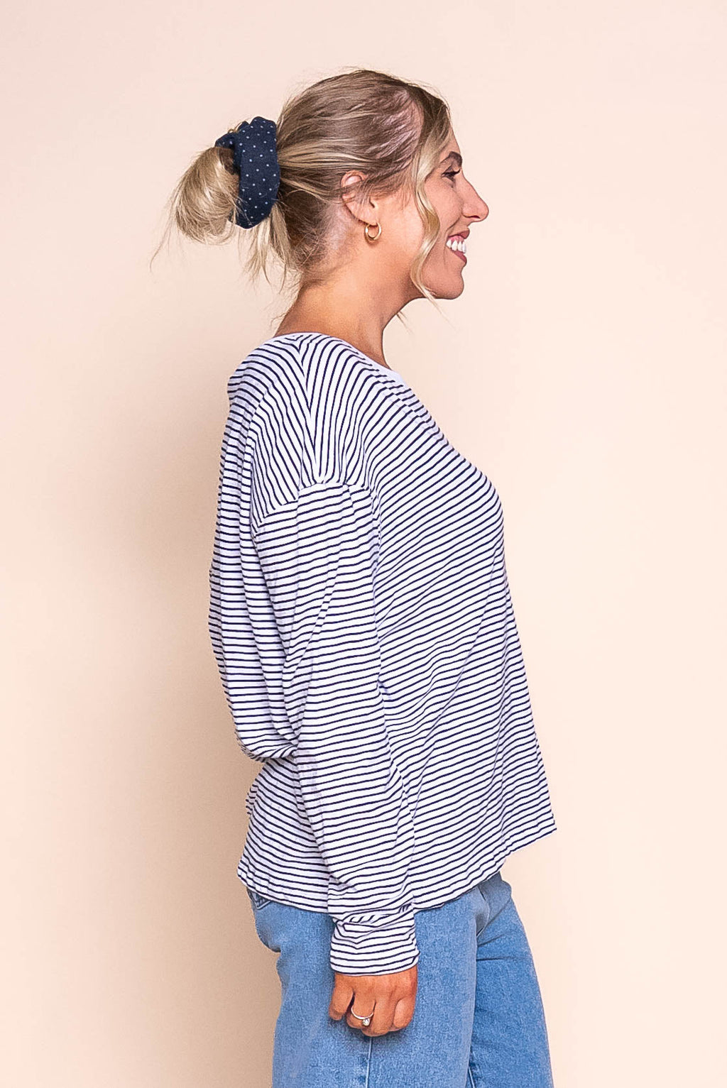Hutch L/S Tee in White/Black Stripe - Foxwood