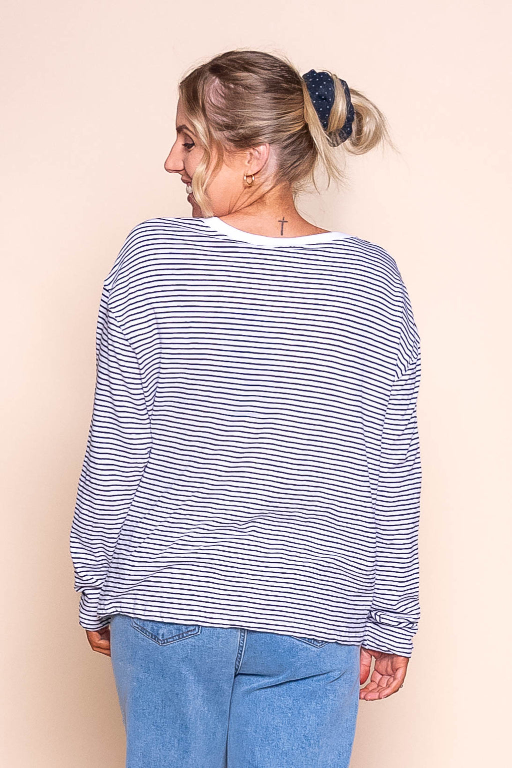 Hutch L/S Tee in White/Black Stripe - Foxwood