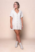 Elise Polka Dot Mini Dress in Vintage Cream
