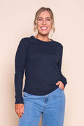 Scoop L/S Rib Tee in Navy - Foxwood