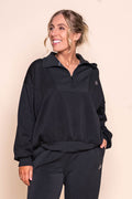Luxe Active 1/4 Zip Crew in Black - All About Eve