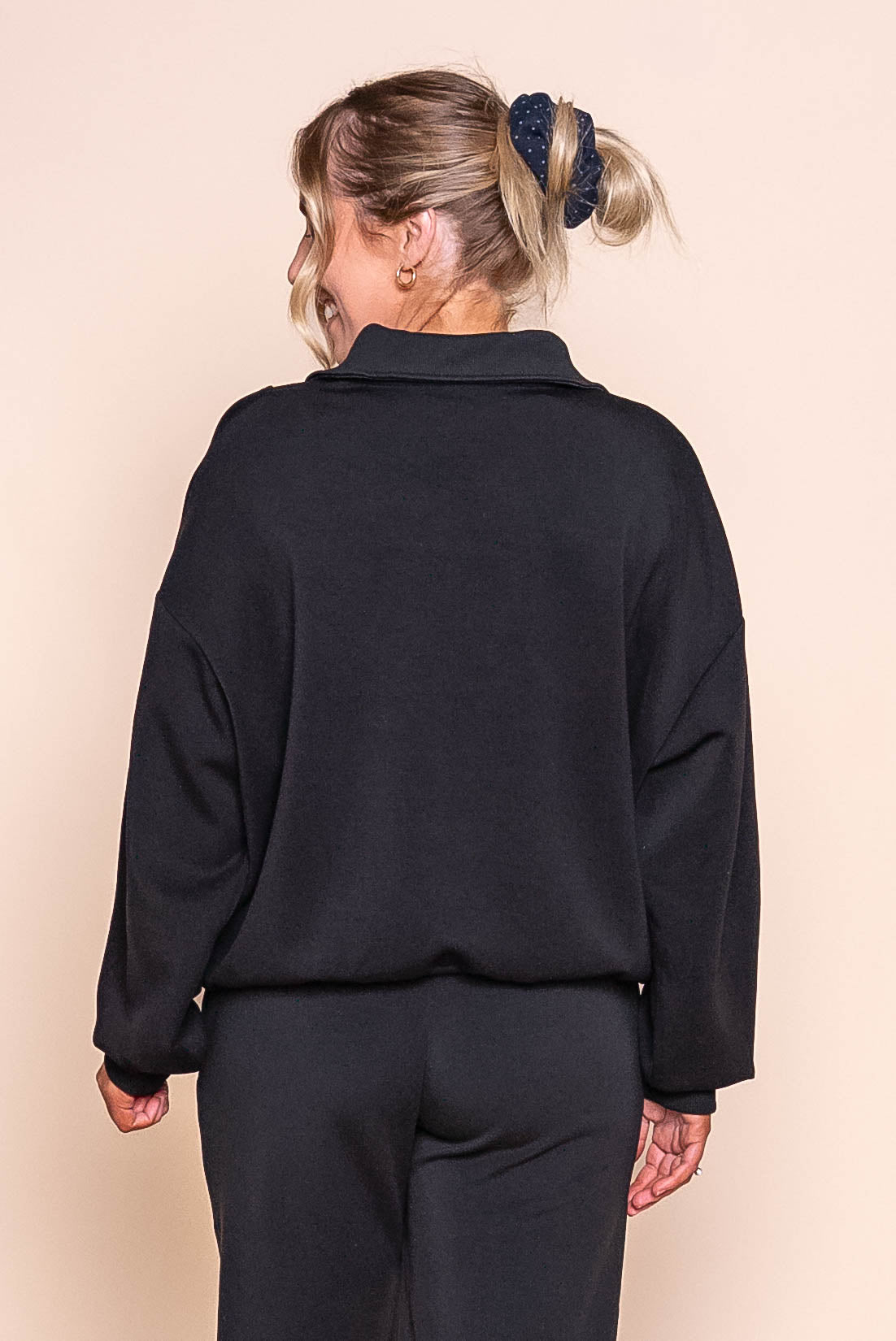 Luxe Active 1/4 Zip Crew in Black - All About Eve