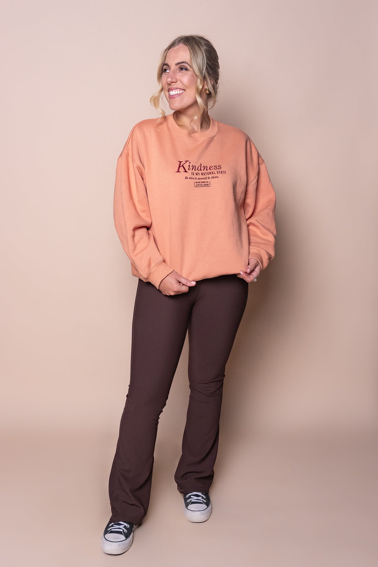 Active Rib Flare Legging Pants in Brown - All About Eve