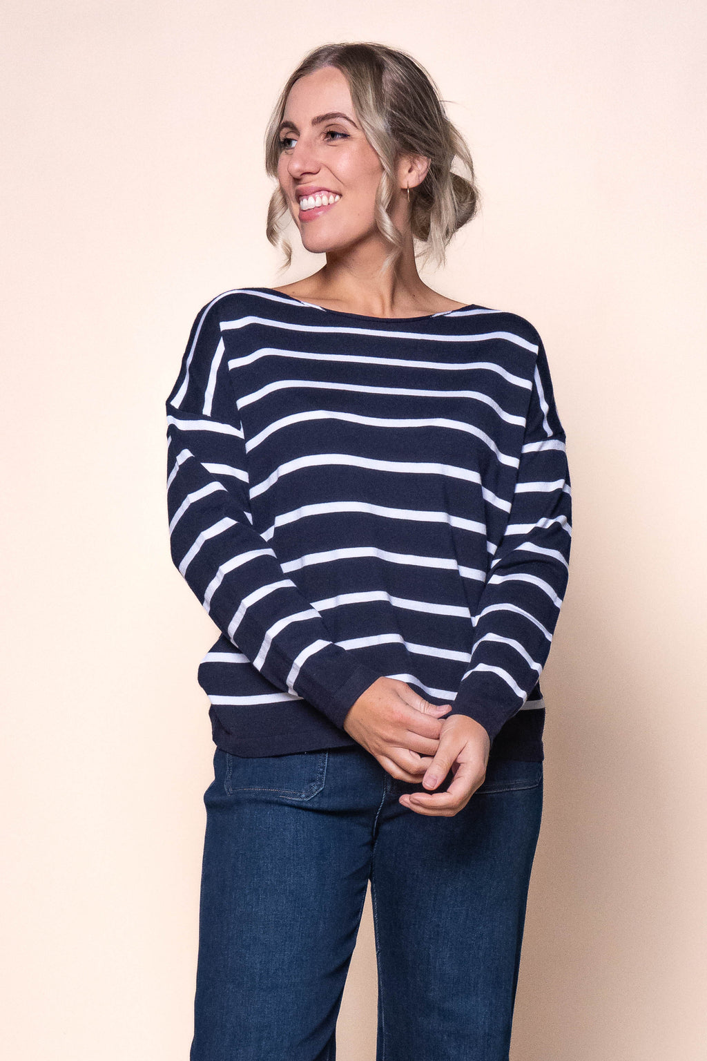 Bridget Stripe Top in Navy