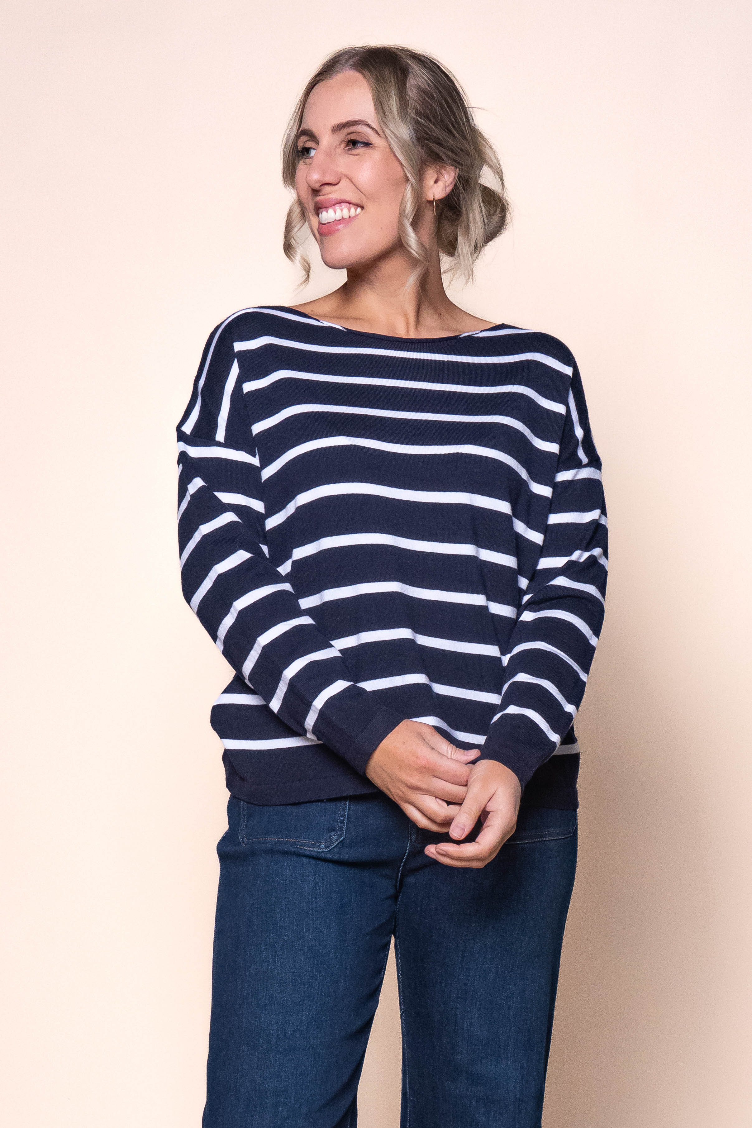Bridget Stripe Top in Navy
