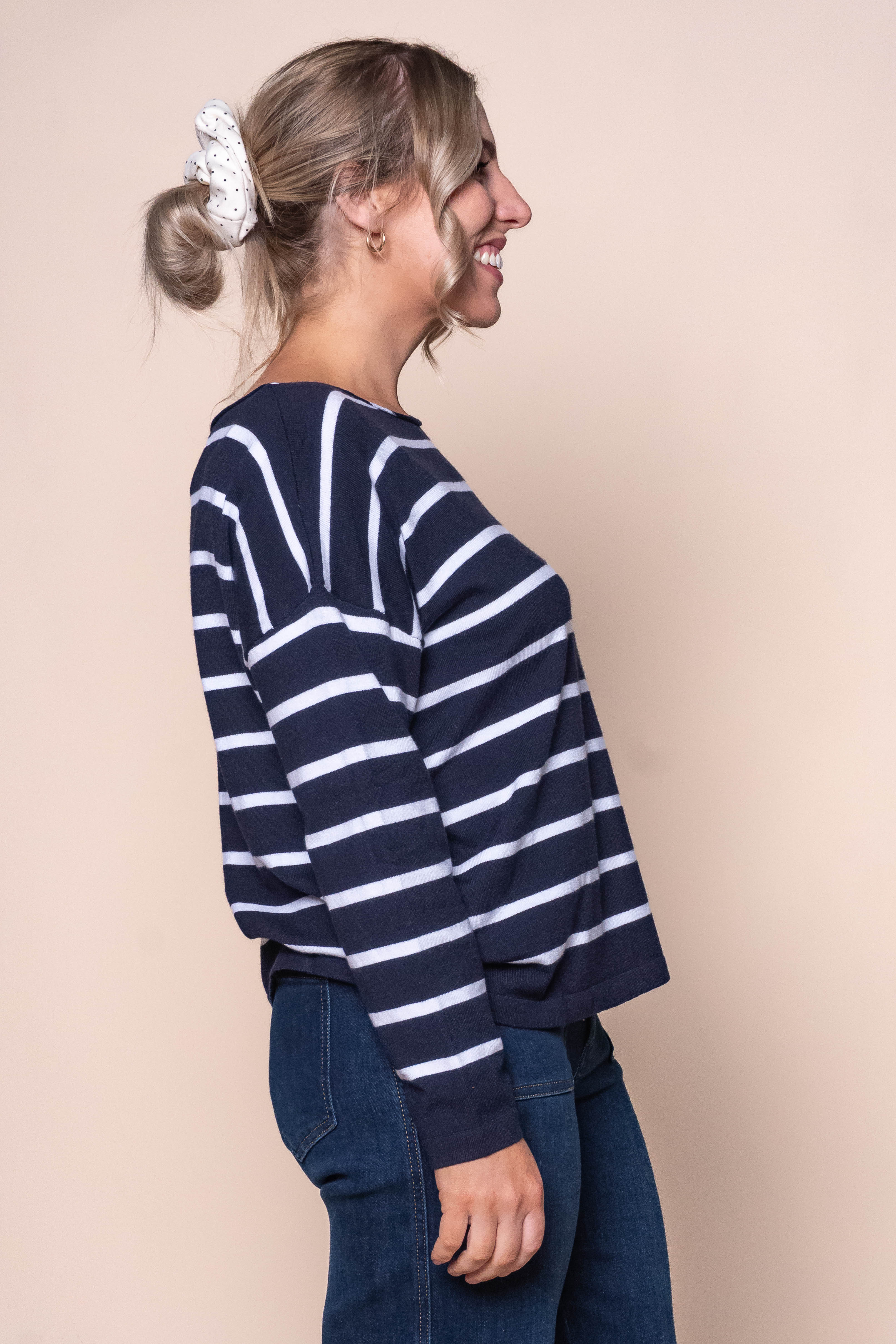 Bridget Stripe Top in Navy