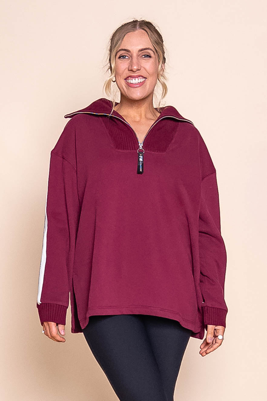 Knit Collar Crew in Port - Foxwood