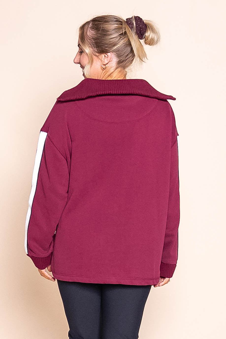Knit Collar Crew in Port - Foxwood