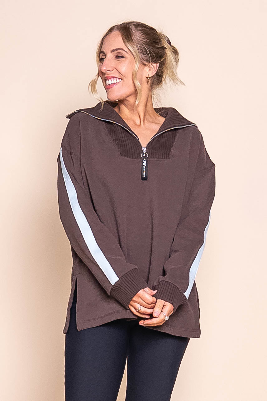 Knit Collar Crew in Coffee - Foxwood