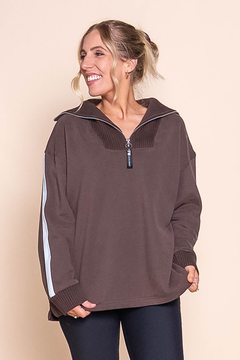 Knit Collar Crew in Coffee - Foxwood