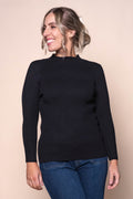 Luna Rib Knit Long Sleeve Top in Black