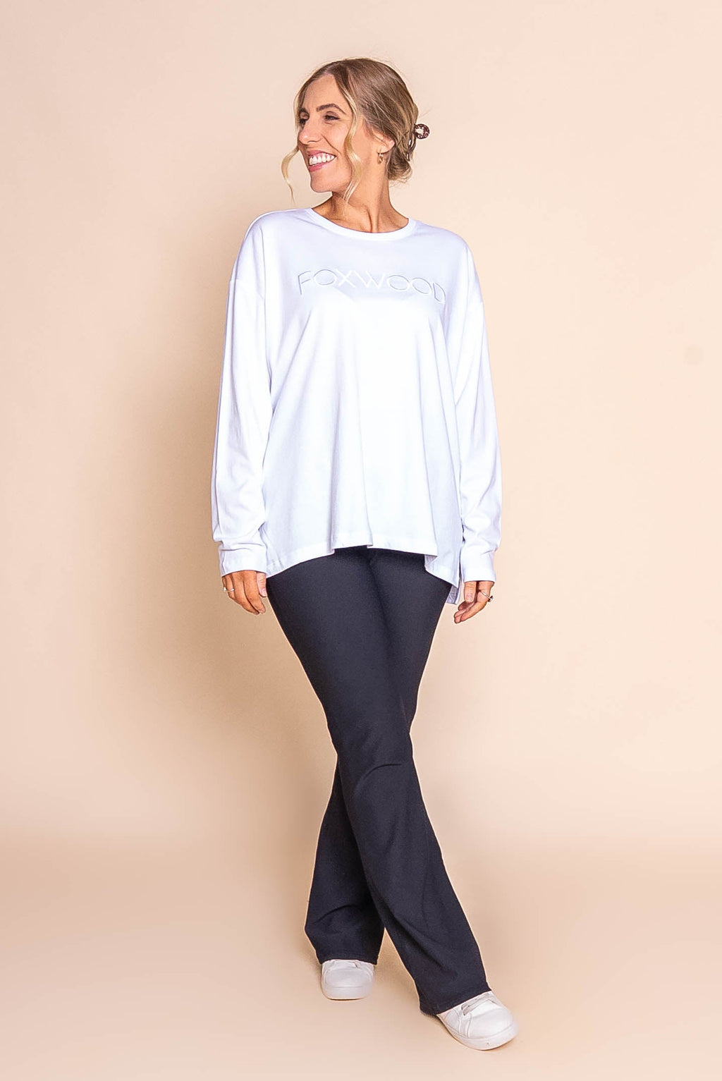 Simplified Long Sleeve Tee in White - Foxwood