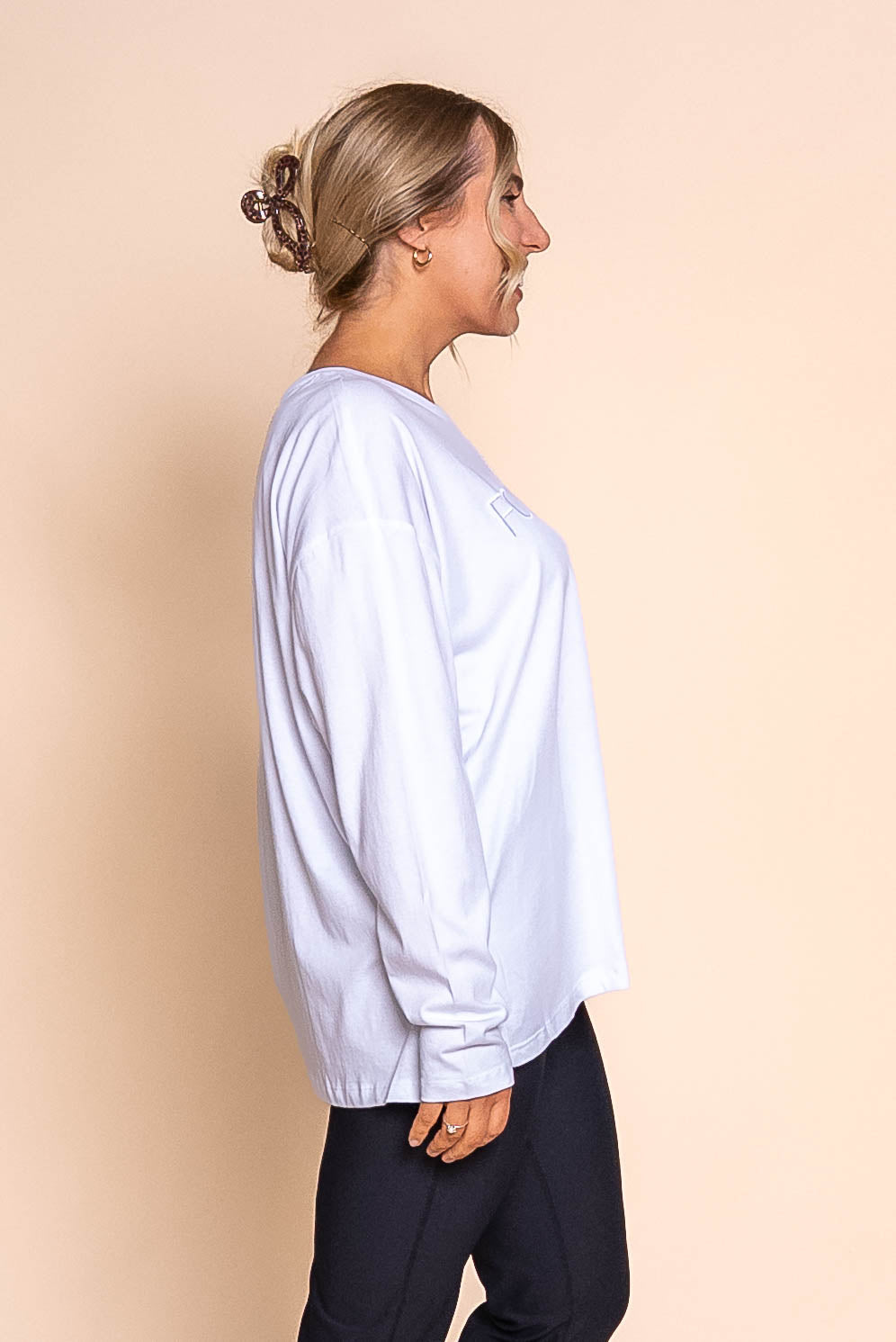 Simplified Long Sleeve Tee in White - Foxwood
