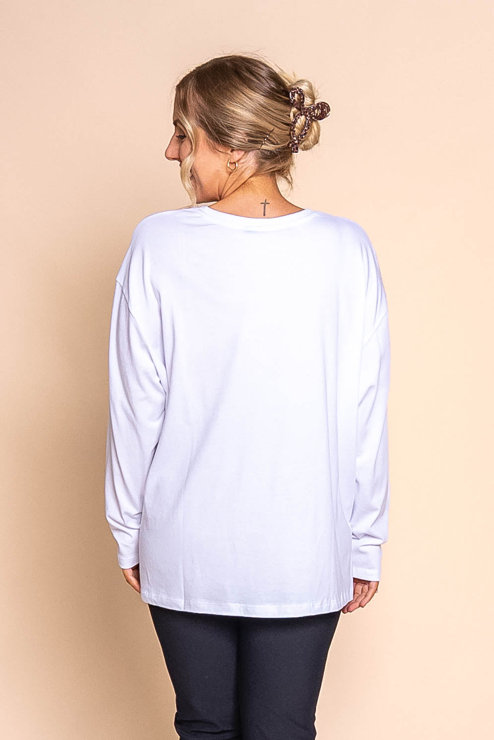 Simplified Long Sleeve Tee in White - Foxwood