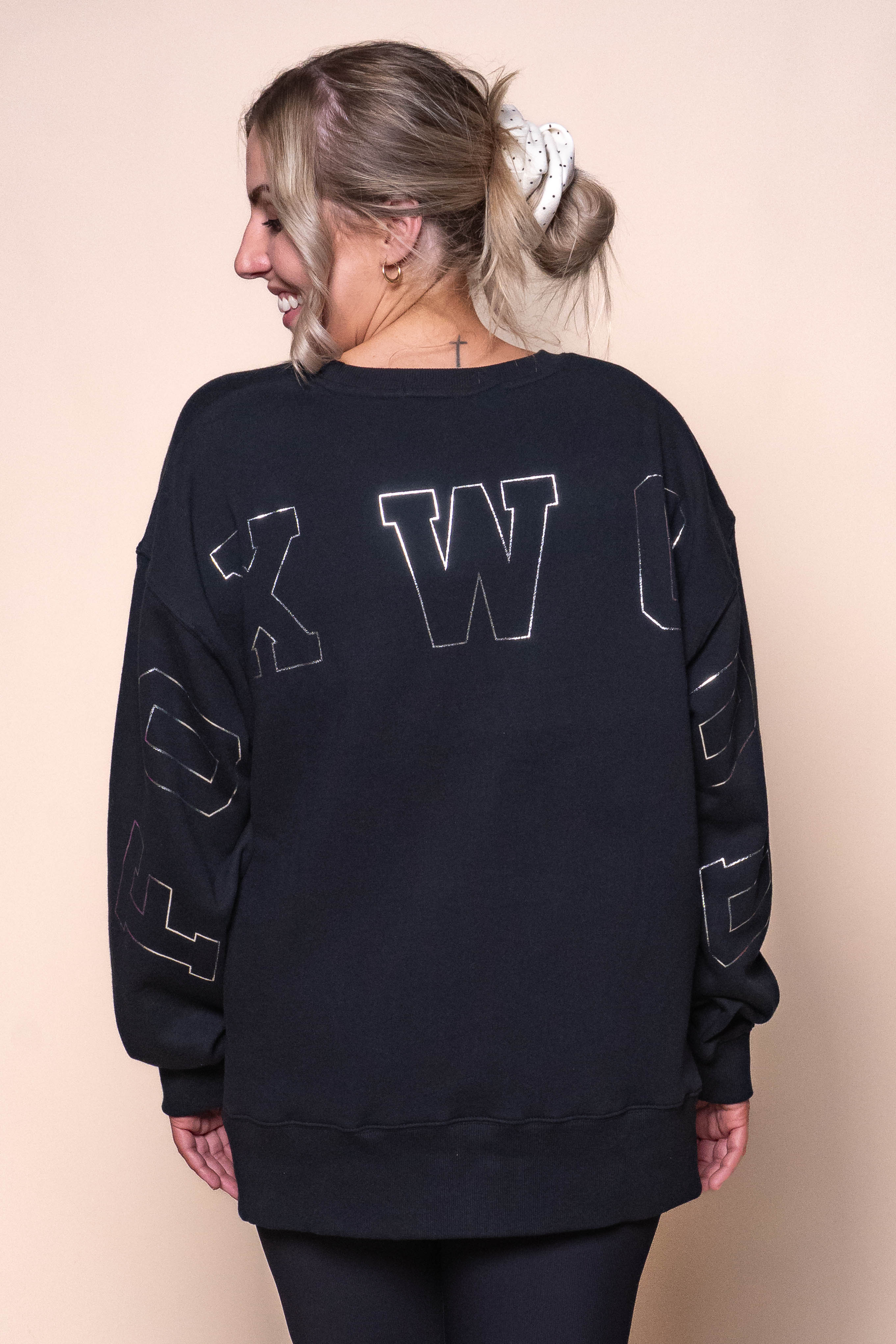 Metallic Interval Crew in Black/Silver - Foxwood