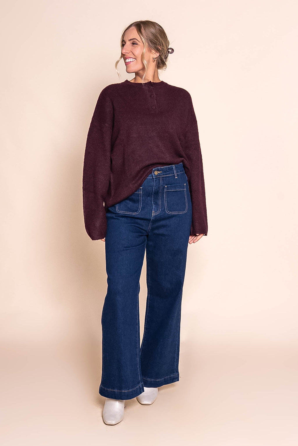 Fillipa Knit Jumper in Wine - All About Eve