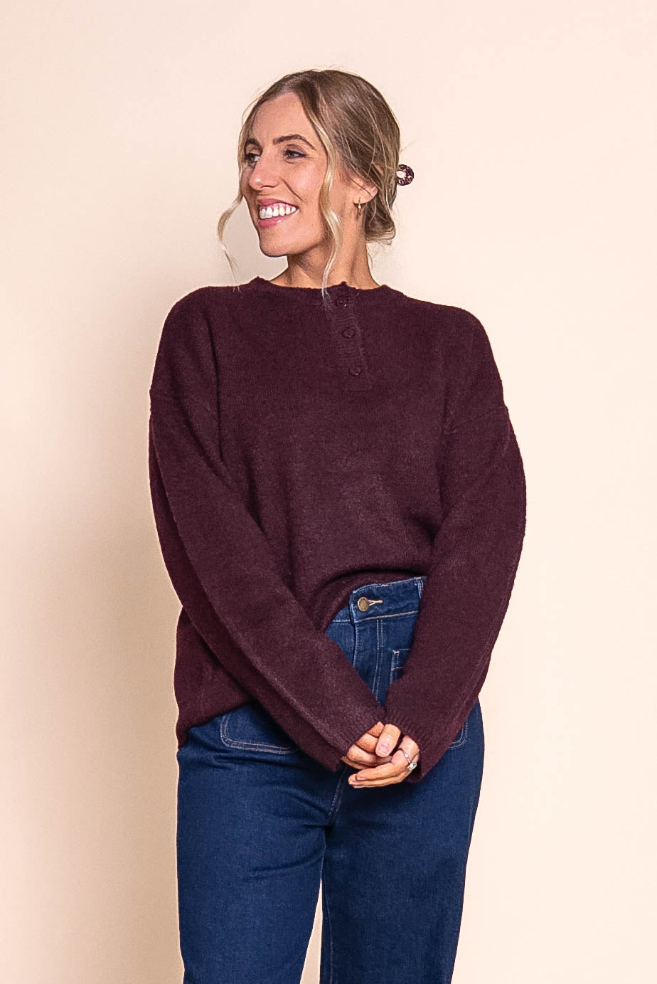 Fillipa Knit Jumper in Wine - All About Eve